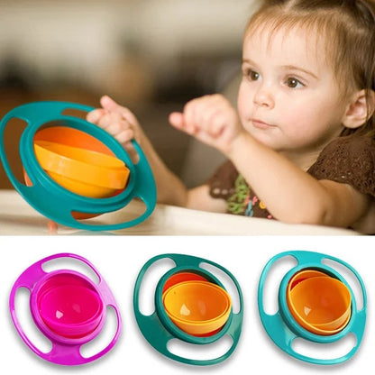 Pakistan's Best 360 Degree Gyro Bowl for Babies - No-Mess, Rotating Design in (Random Colors)