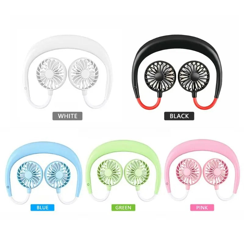 Portable USB Rechargeable Neckband Fan - Hands-Free Wearable Cooling in Random Colors