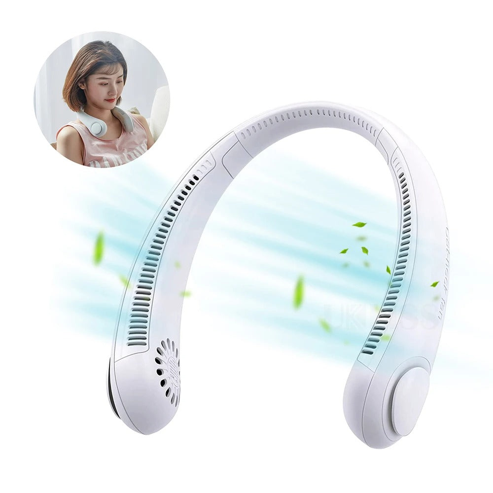 Portable Rechargeable Neck Fan - USB Powered, Hands-Free Personal Cooling Fan