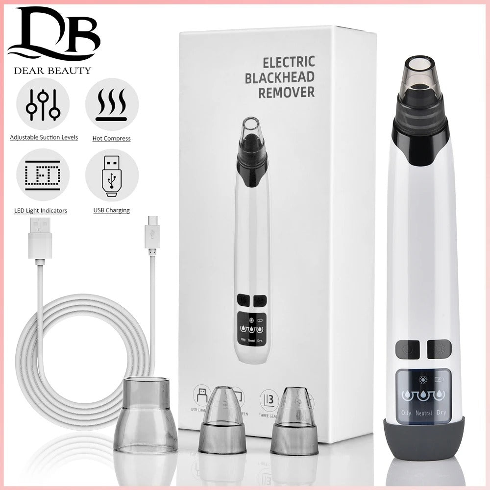 6-in-1 Rechargeable Blackhead Removal Machine  Vacuum Suction & Derma Care Tool