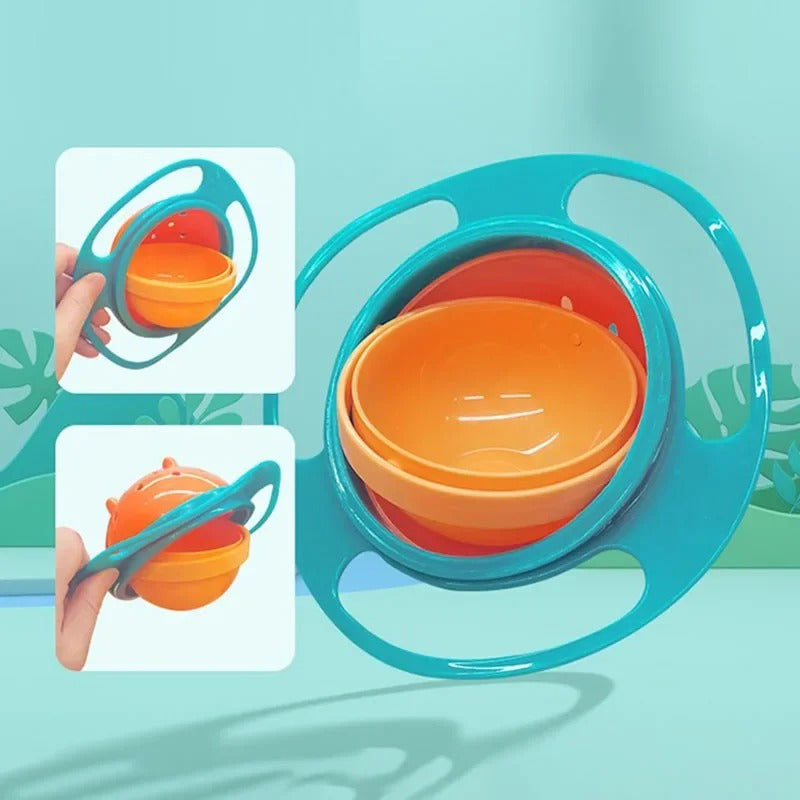 Pakistan's Best 360 Degree Gyro Bowl for Babies - No-Mess, Rotating Design in (Random Colors)