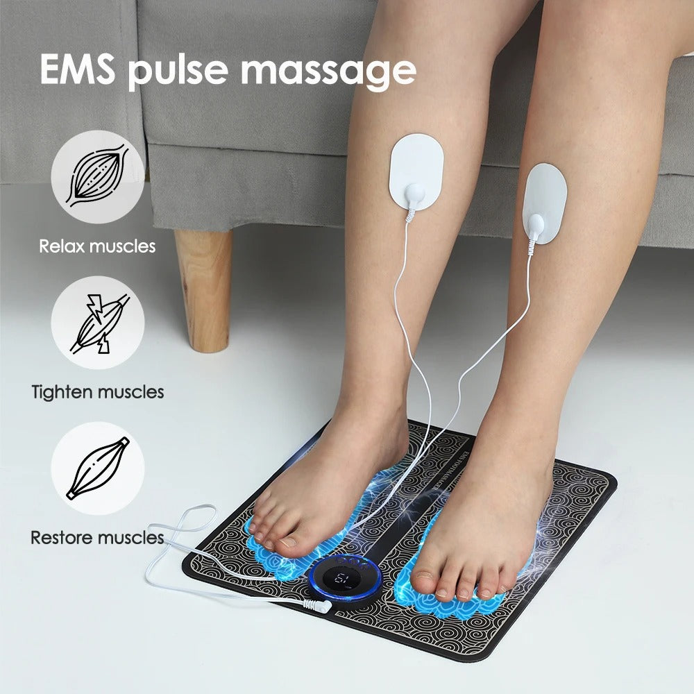 Pack of 2 EMS Foot Massager Mat & Mini Body Massager | USB Charging, Smart Display Combo