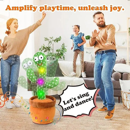 Baby Fun Dancer Cactus Toy - Glowing, Dancing Cactus with USB & Battery, Voice Record & Repeat, Spanish Talking Plush Toy for Kids