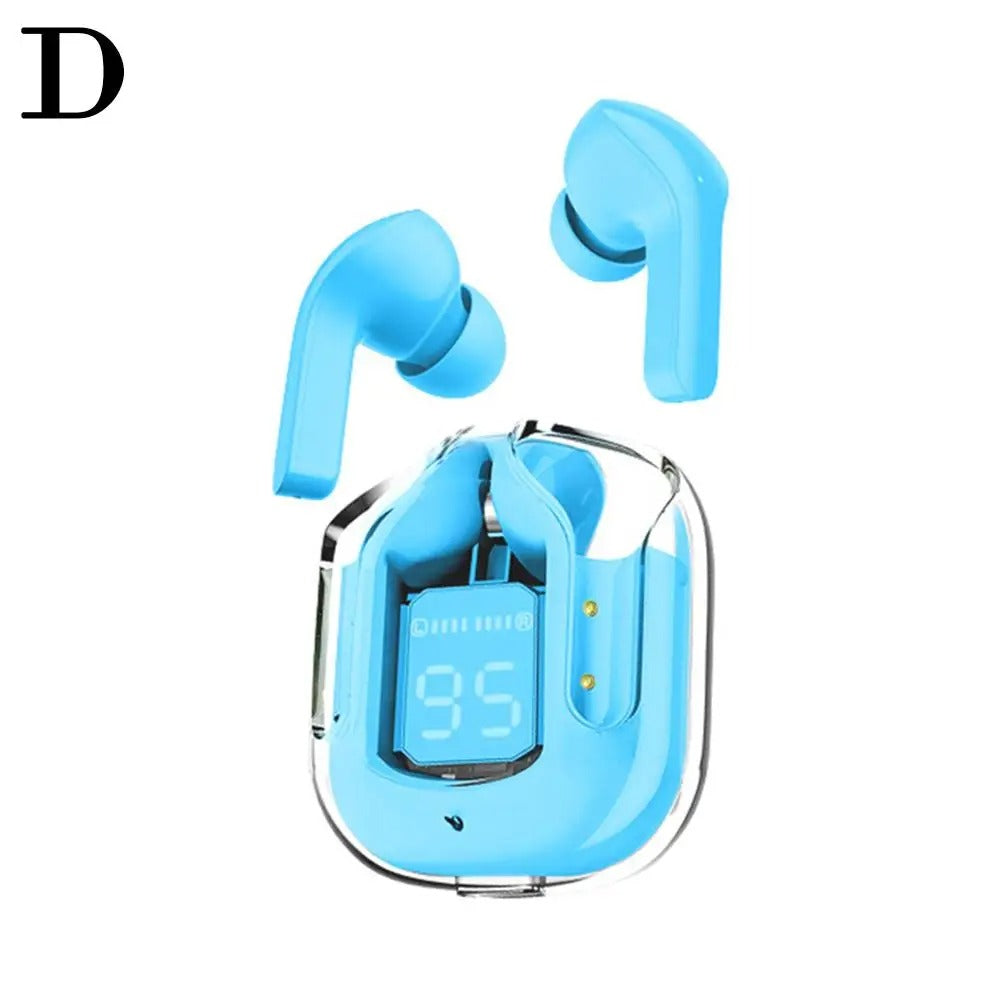 Air31 Wireless Earbuds - Crystal Transparent Body with Silicone Pouch, Bluetooth Earphones Random Color